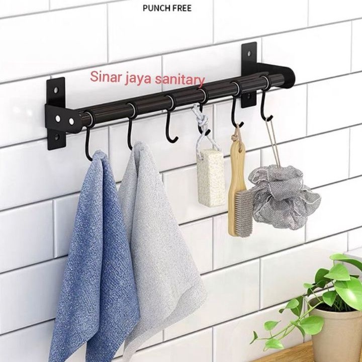 Gantungan panci hitam 80cm &quot; ORI SUS 304 1 PIPA /  Gantungan dapur black 80cm