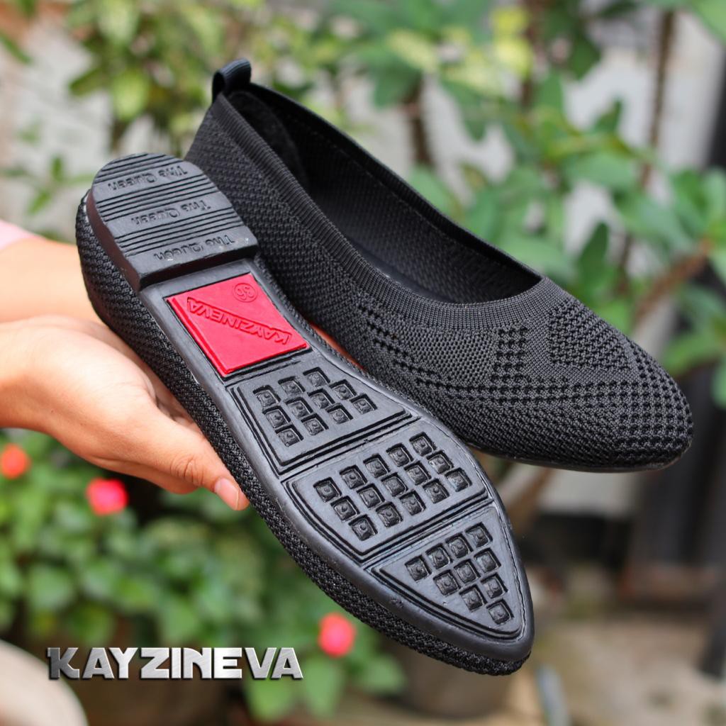 KAYZINEVA | CC04 Sepatu Wanita Rajut Flat Premium