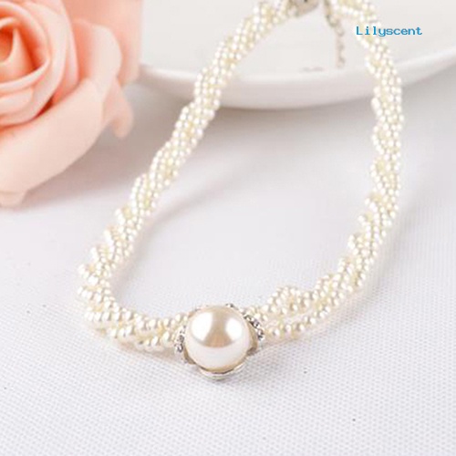 Kalung Choker Rantai Dengan Liontin Mutiara Imitasi Untuk Wanita