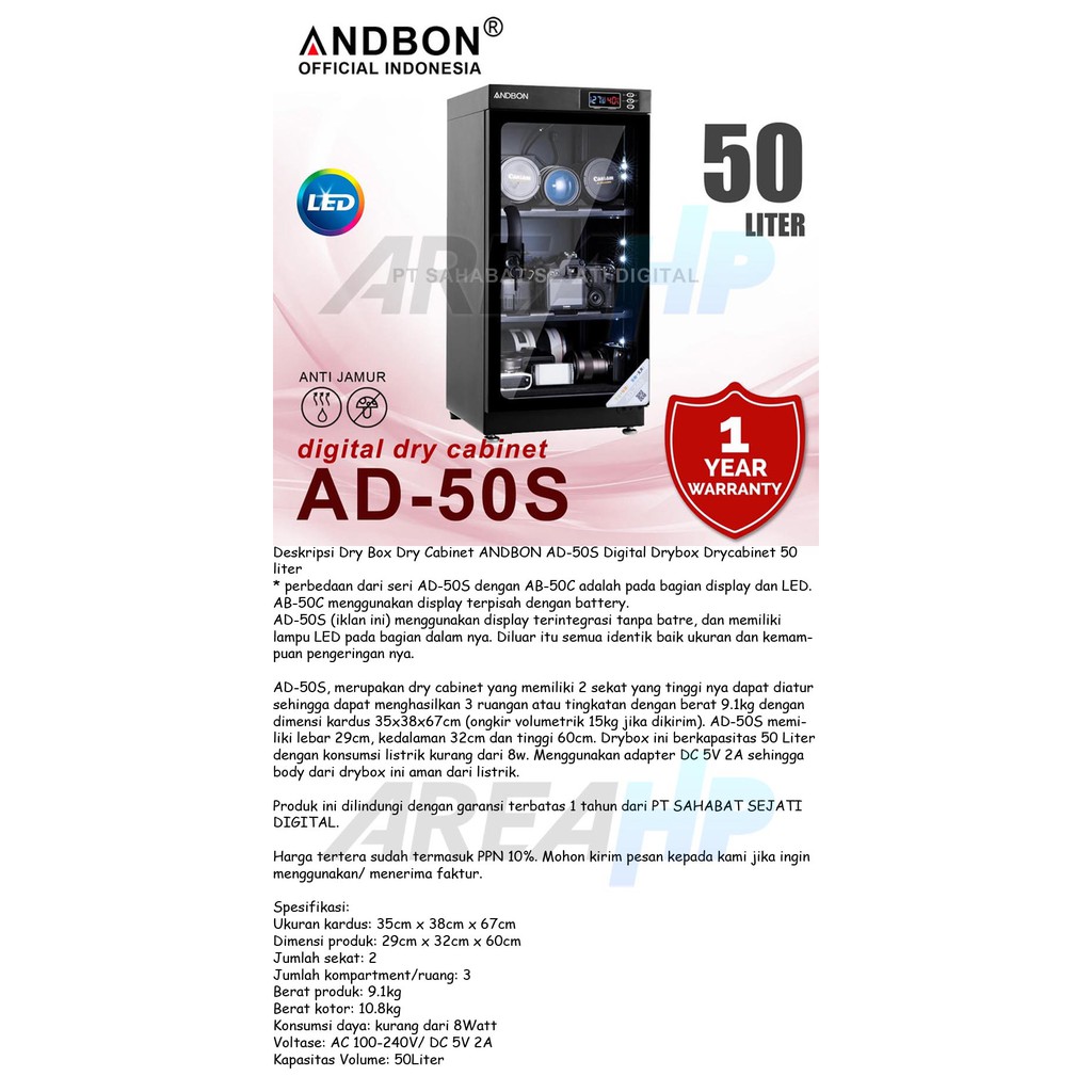 Dry box Dry cabinet Andbon AD 50 S Digital