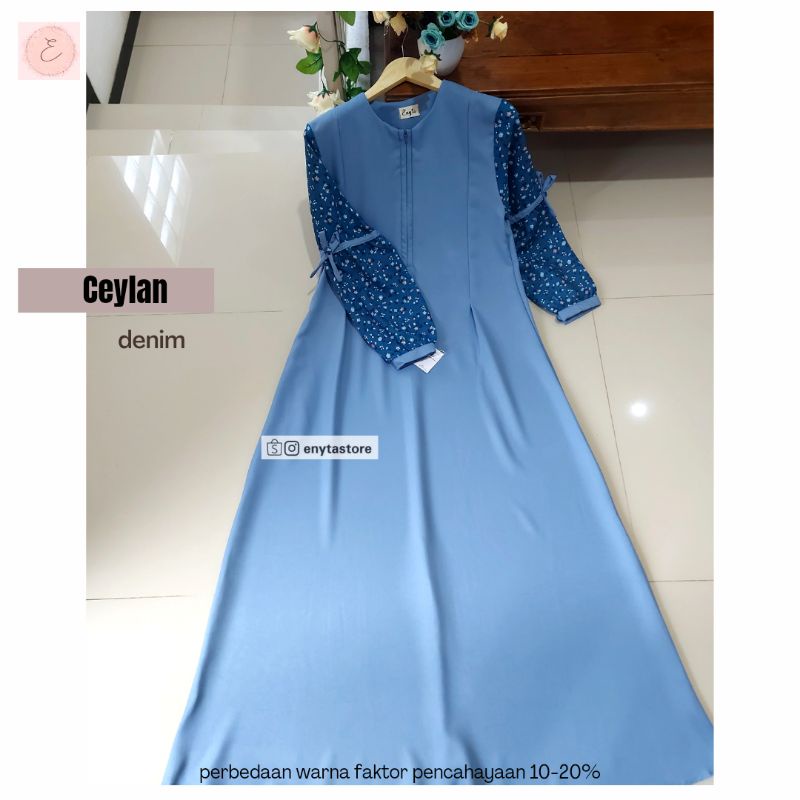Gamis/ Dress Amirah & Ceylan by Enyta | bahan Shakilla | 1kg = 3pcs | Busui friendly-ceylan - denim