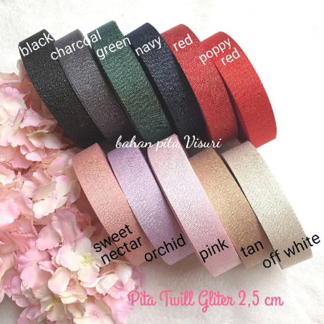 Pita Twill Gliter 2,5 cm per yard (90 cm)