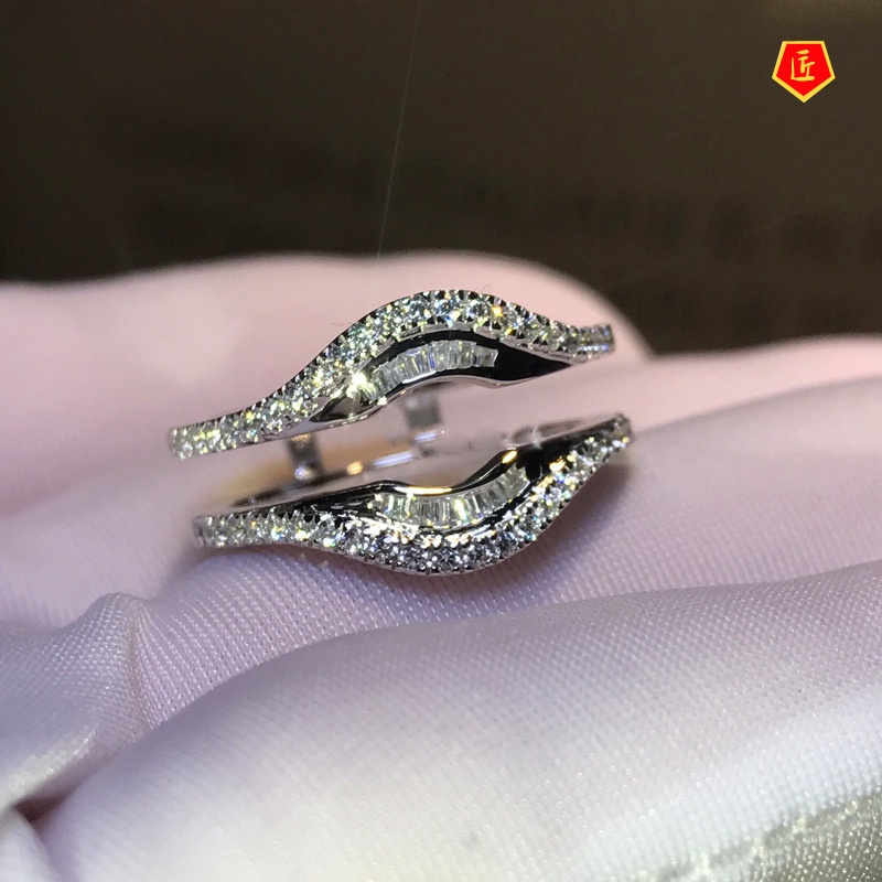 [Ready Stock]S925 Silver T Square Diamond Creative Lip Ring