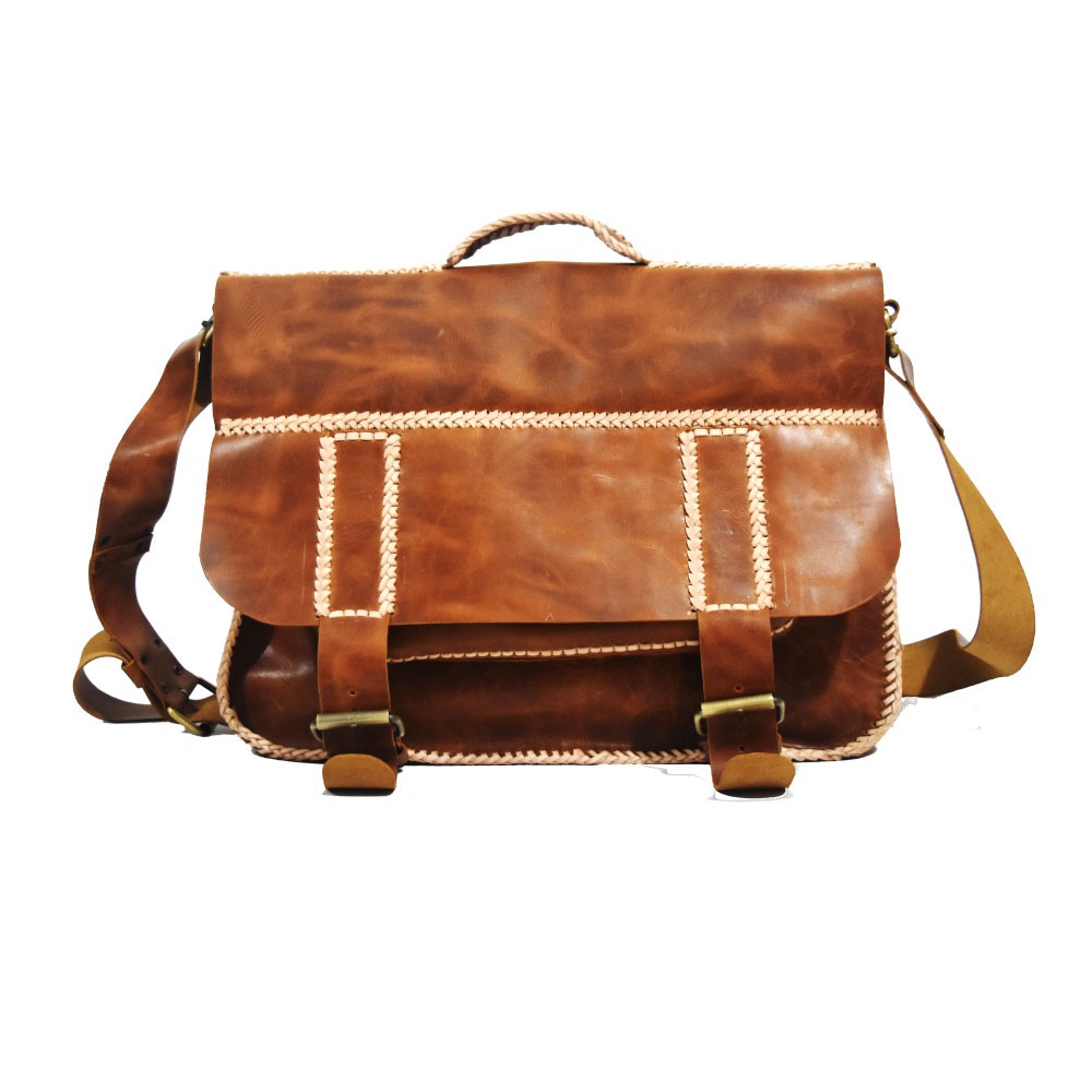 Handmade Tas Laptop Kulit Asli Coklat