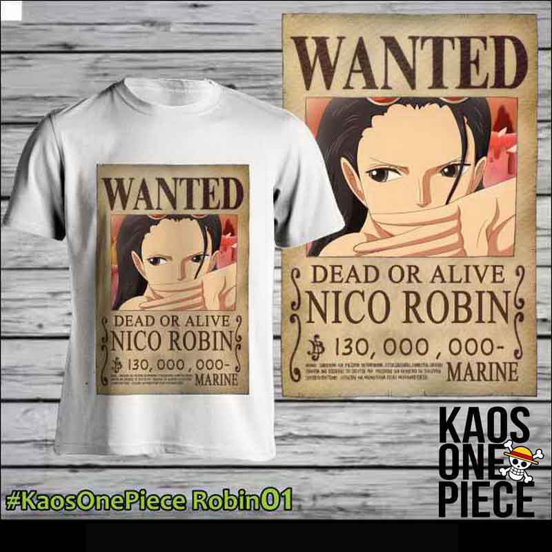 Kaos Mugiwara Pirates Robin 01 Wanted Poster