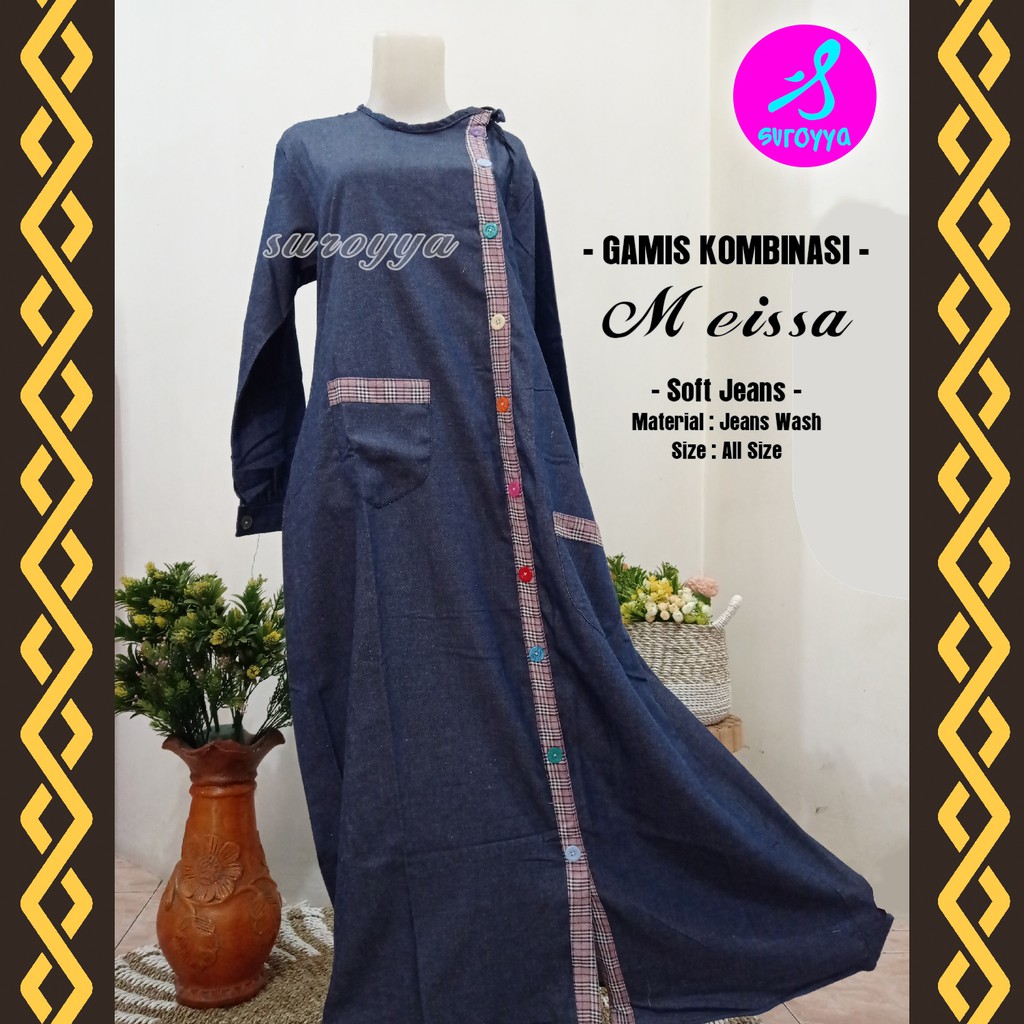 Suroyya Gamis Meissa - Gamis motif kombinasi 2 warna