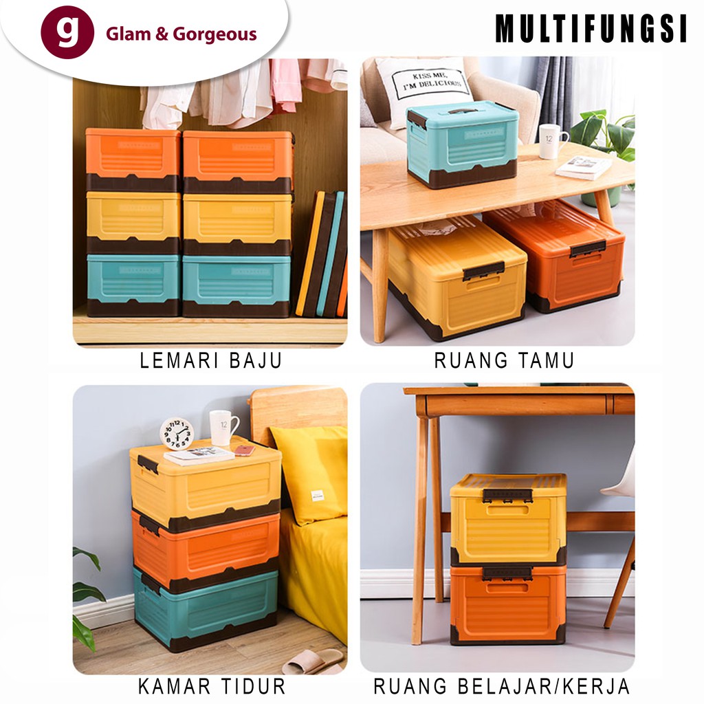 Kotak Penyimpanan Baju Plastik Box Container Lipat Serbaguna Portable Box Container Organizer BC001