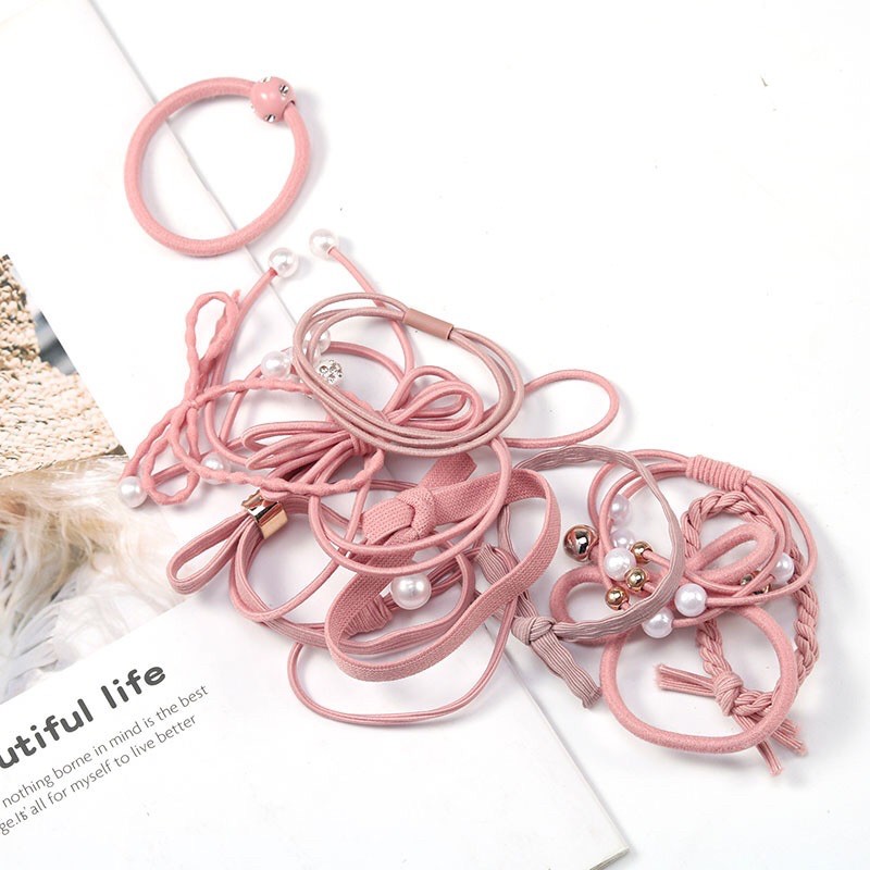 Gratis Ongkir - F519 Ikat Rambut 12 in 1 (FREE BOX) / Set Ikat Rambut Simple / Kunciran Rambut-8