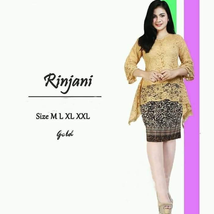 SB Collection Stelan Kebaya Rica Blouse Brukat Dan Rok Plisket Midi Jumbo Batik Wanita