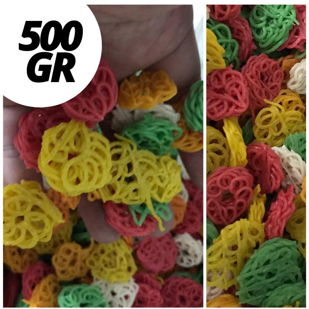 KERUPUK SEBLAK MENTAH / KRUPUK KERING / ANEKA KERUPUK / ANEKA KERIPIK BAWANG 500gr MAWAR WARNA