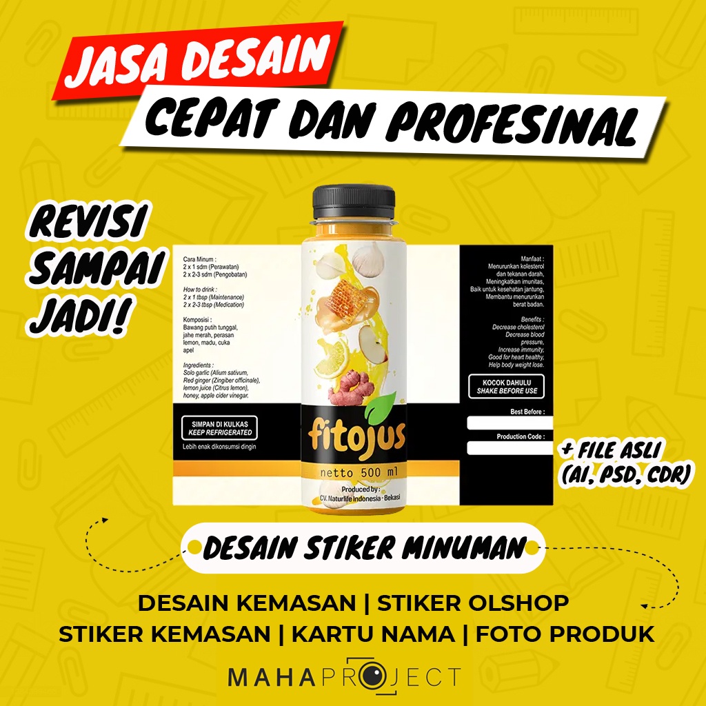 

STIKER BOTOL - [CEPAT DAN MURAH] Jasa Desain Kemasan, Stiker Kemasan Makanan, Botol, Minuman.