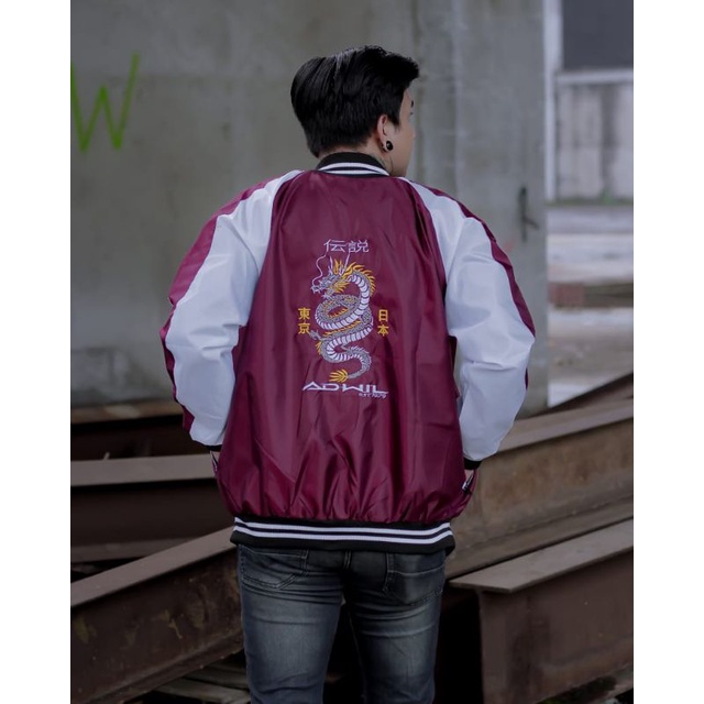 bomber sukajan/pria/maroon/termurah