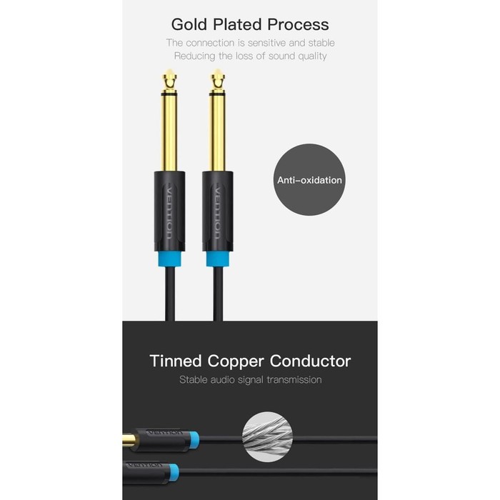 Vention BAA 2M kabel Audio Aux 6.5mm Male to 6.5mm Male