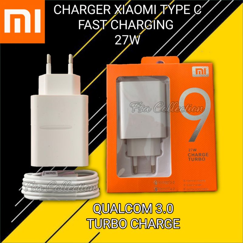 CHARGER XMI TYPE C 27w 3A FAST CHARGE RDMI 9/ 9T/ NOTE 7/ NOTE 8/ 8 PRO/ M3/5X/6X type C