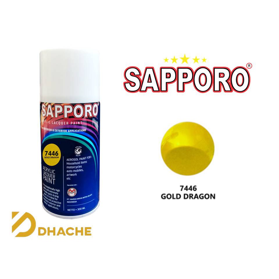 CAT SEMPROT SAPPORO PAINT 7446 GOLD DRAGON / CAT SEMPROT SAPPORO WARNA EMAS 7446 - 300ML