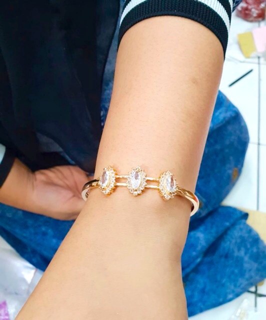 Gelang tangan wanita gelang bangle permata markis susun 3