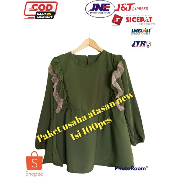 Terrmurah... paket usaha 100 pcs baju atasan wanita/blus murah, atasan wanita dewasa kekinian, baju 