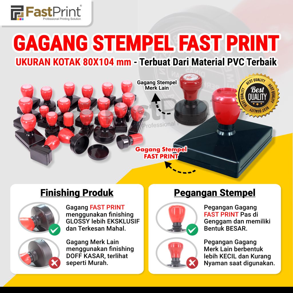 Gagang Stempel Flash Kilat Warna Ukuran Kotak 80 104 80X104MM