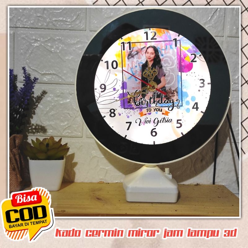 Kado unik cermin ajaib mirror jam 3d free kabel Usb