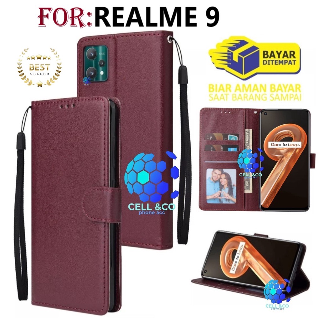 FLIP COVER REALME 9 FLIP LEATHER WALLET PREMIUM FLIP CASE BUKA TUTUP KESING HP CASING FLIP CASE REALME 9