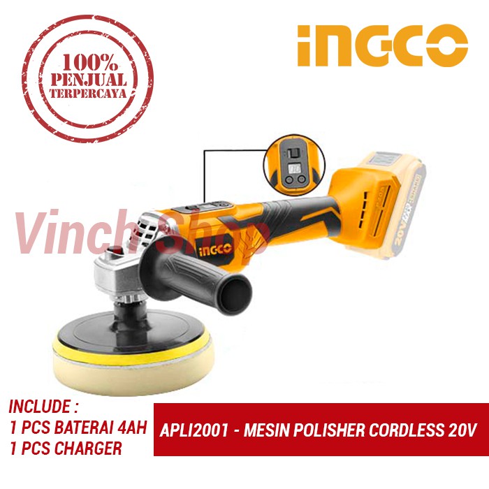 Jual Mesin Poles Mobil Cordless Baterai Wireless Polisher Mobil Motor Ingco Apli B Ah