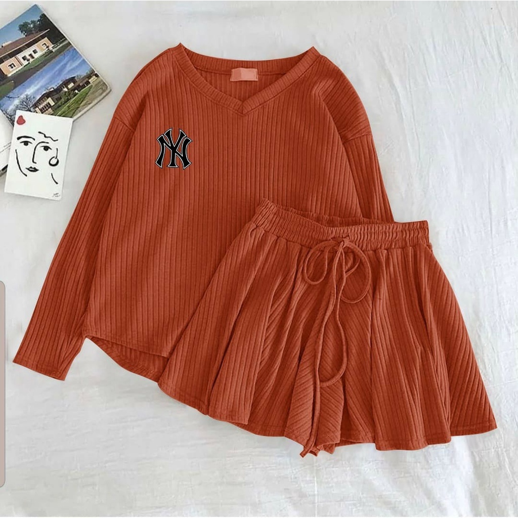 SETELAN ROK PENDEK WANITA KOREA/ SET LESTI NEWYORK / STELAN RAJUT KNIT IMPORT