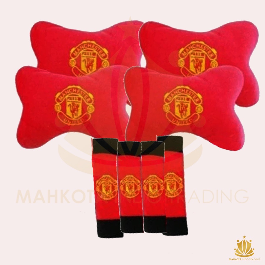 Bantal Jok Mobil Man United Set 8 PC / Bantal Leher Mobil MU 8 PC PROMO MURAH