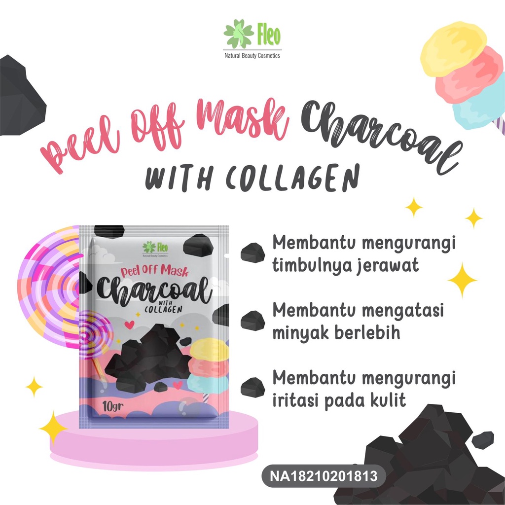 GEN -  Masker Peel Off Fleo 10gr / Peel Off Mask Fleo 10gr Vitamin C &amp; Collagen / Masker Wajah Anak Peel Off Fleo 10gr