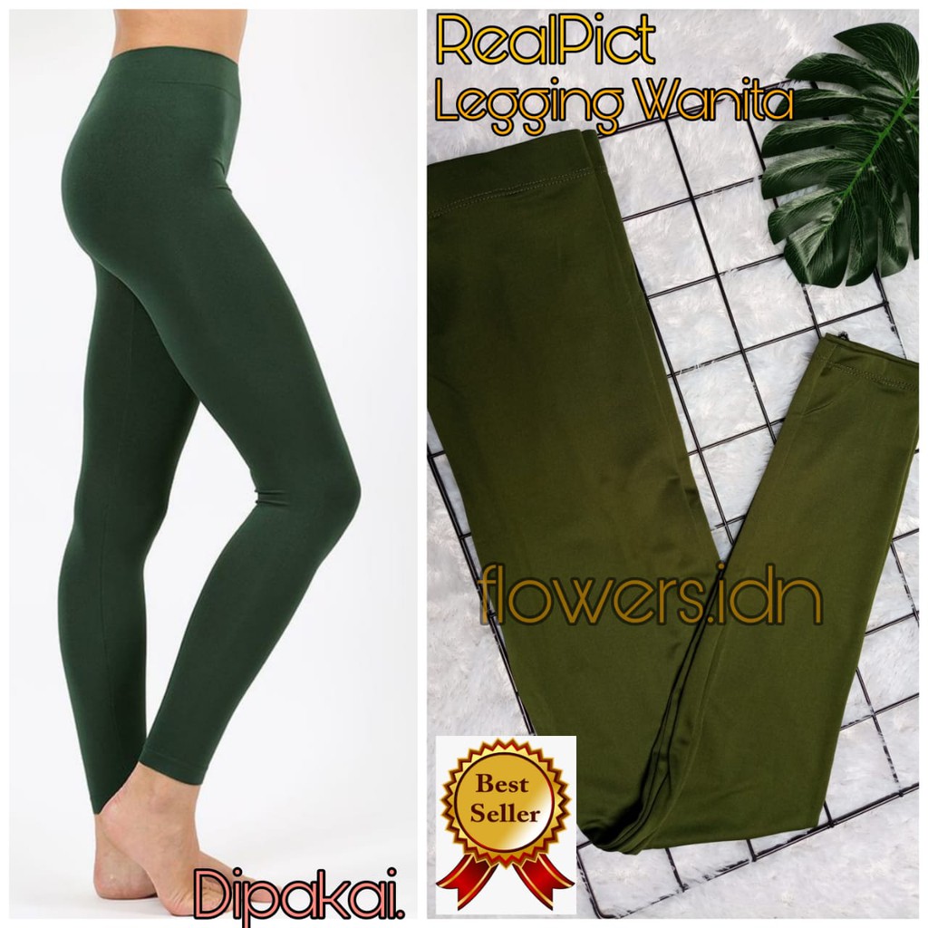 Celana Legging Wanita Bahan Bagus Spandek Licin Legging Wanita Ukuran 25-55 KG