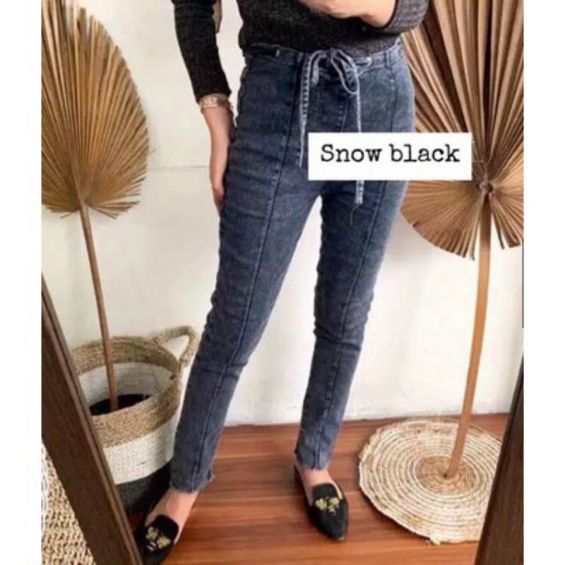 highwaist jeans wanita cewek celana lepis jins denim celana kekinian