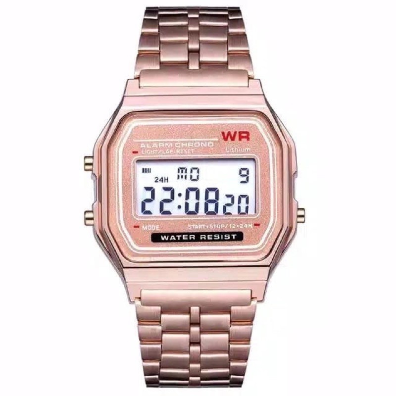 Jam Tangan Wanita Digital Kotak Rantai Model Casio/Linary