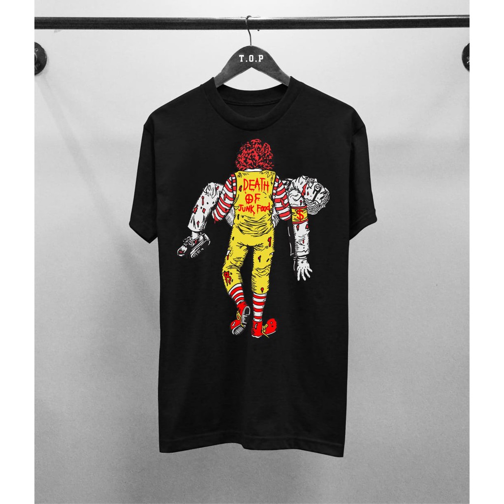 T-Shirt Junk Food / Baju Kaos Distro Pria Wanita Hitam Pendek Slimfit