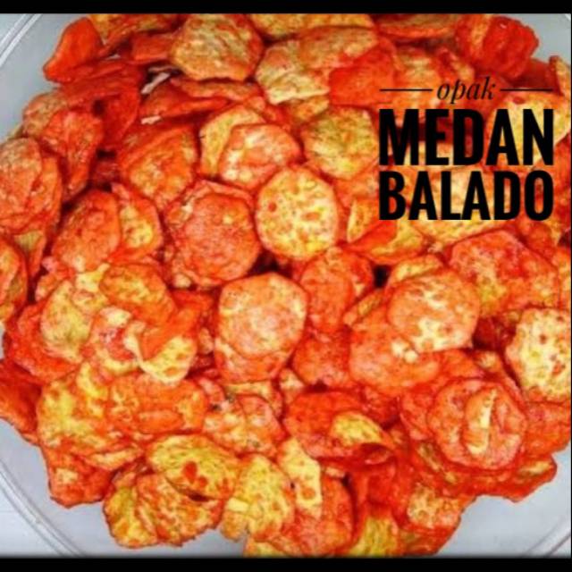 

Cemilan opak Medan balado kemasan ekonomis