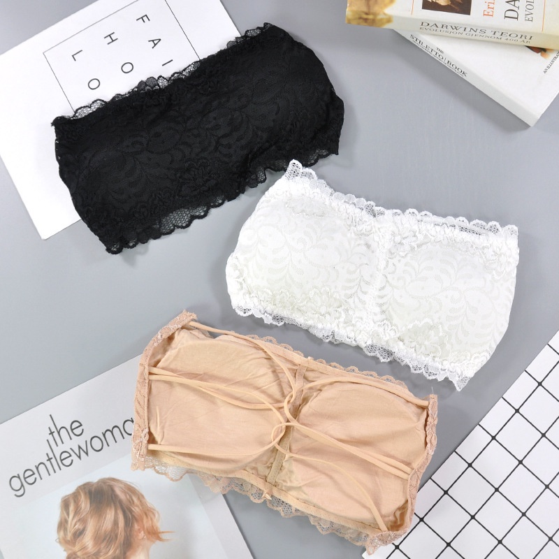 HUES.ID Bra Crop Kemben Renda Model Busa Tanpa Tali Crop Top 1065