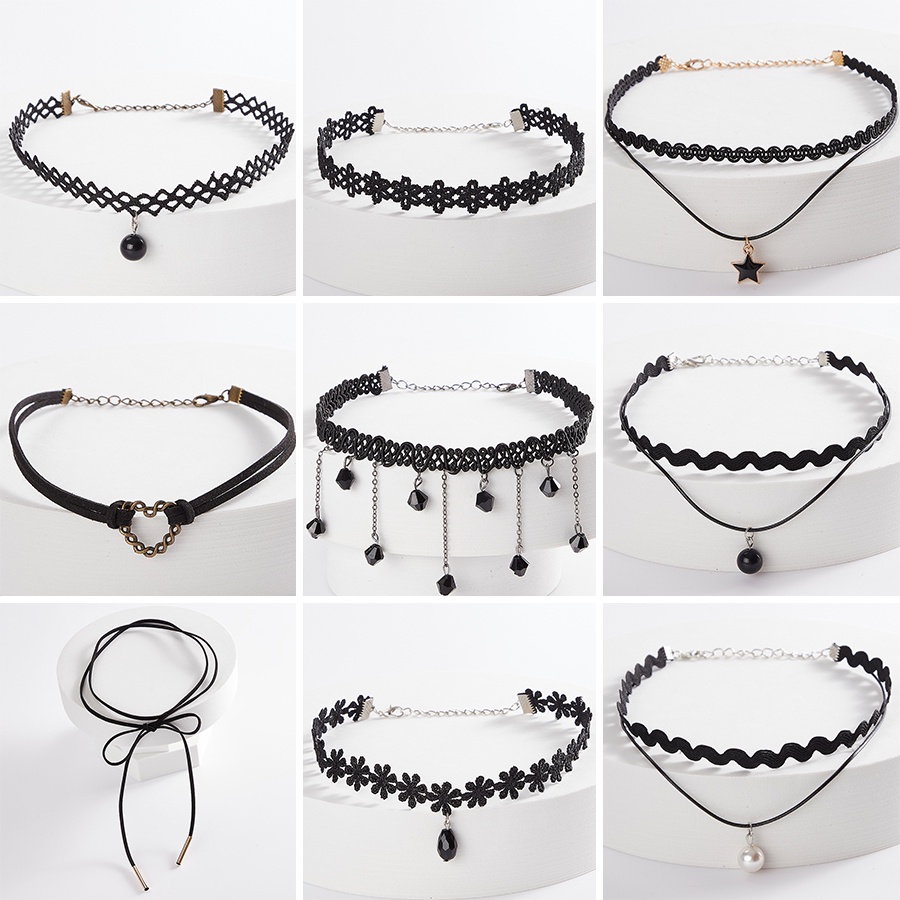 Kalung Choker Bahan Kulit Warna Hitam Gaya Gothic Vintage Untuk Wanita