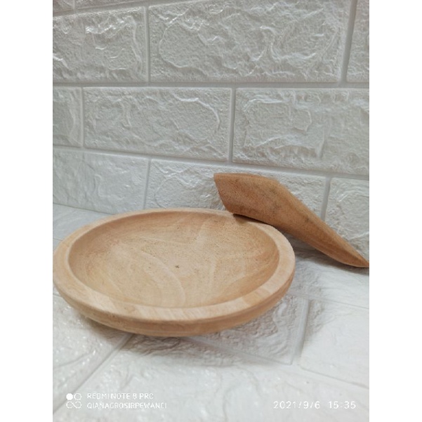 Ulekan kayu/cobek kayu+mutu ukuran 16cm