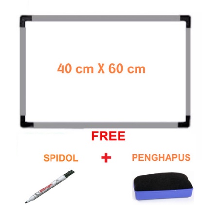 

White Board Papan Tulis Gantung Ukuran 40 cm x 60 cm Free Spidol dan Penghapus