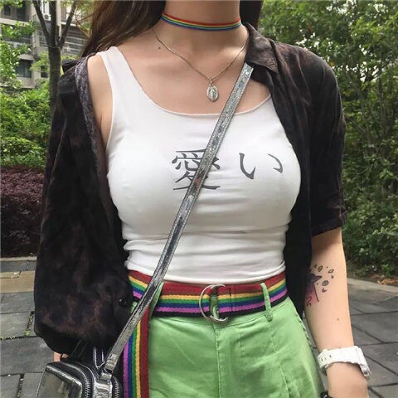 Rainbow Color Retro Ribbon Trendy Moon Smiley Face Pendant Clavicle Chain Girlfriend Necklace 210807