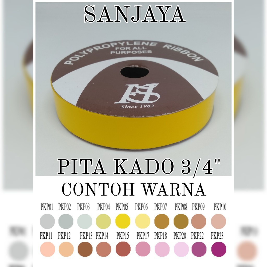 PITA KADO / PITA KOTAK HADIAH / PITA ULANG TAHUN / PITA WARNA WARNI / PITA KADO POLOS 3/4'' 15YD