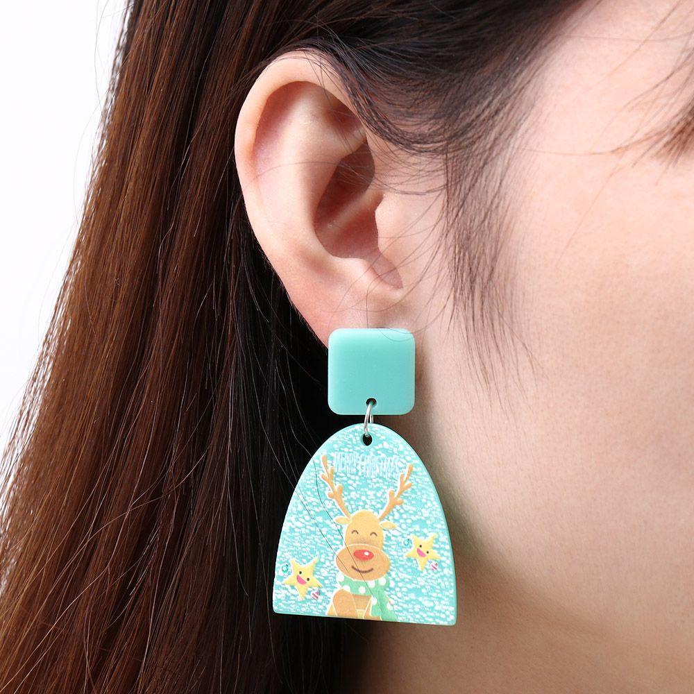 Lily Anting Natal Fashion Perhiasan Wanita Aksesoris Snowflake Snowman Xmas Hadiah Akrilik