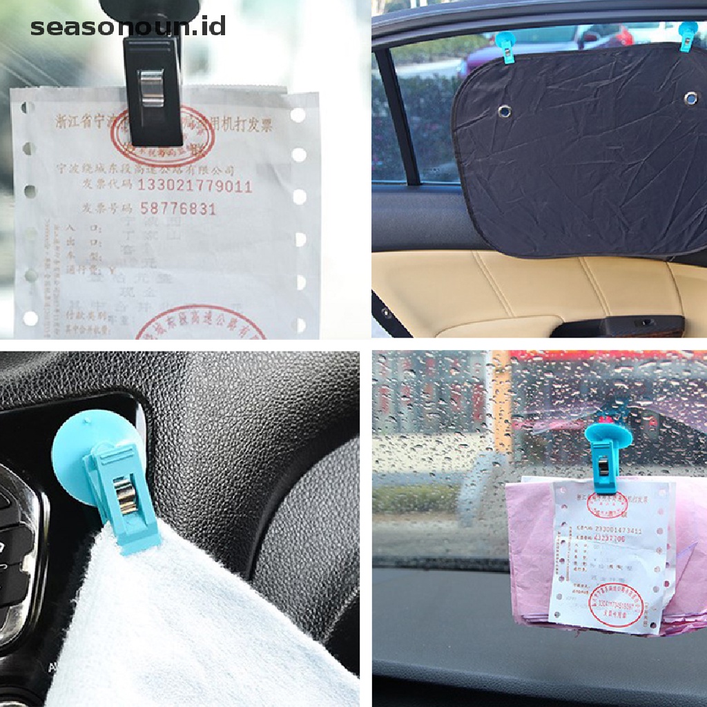 【seasonoun】 2pcs Car Interior Window Mount Black Suction Cap Clips Sucker Removable Holder .