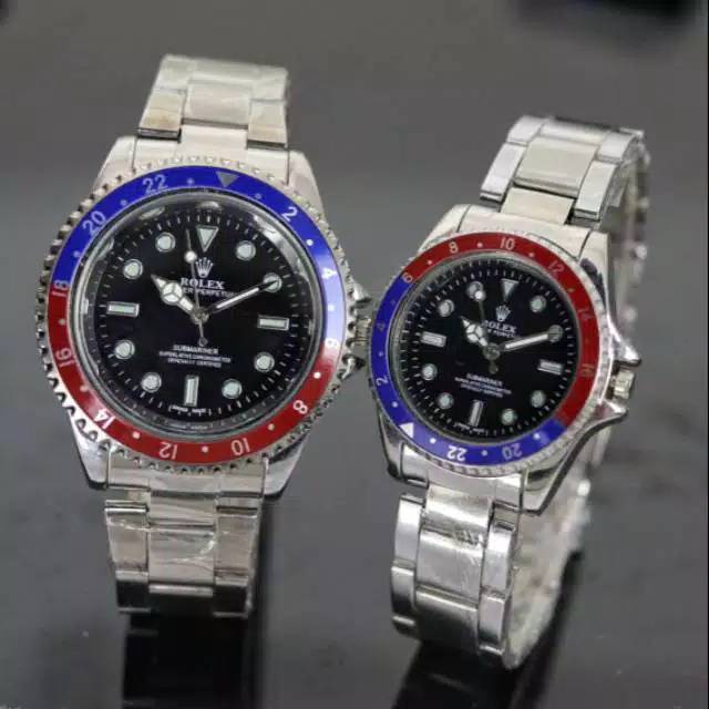 ( Harga Pasangan ) Jam Tangan Pasangan Rolex GMT Silver Stell