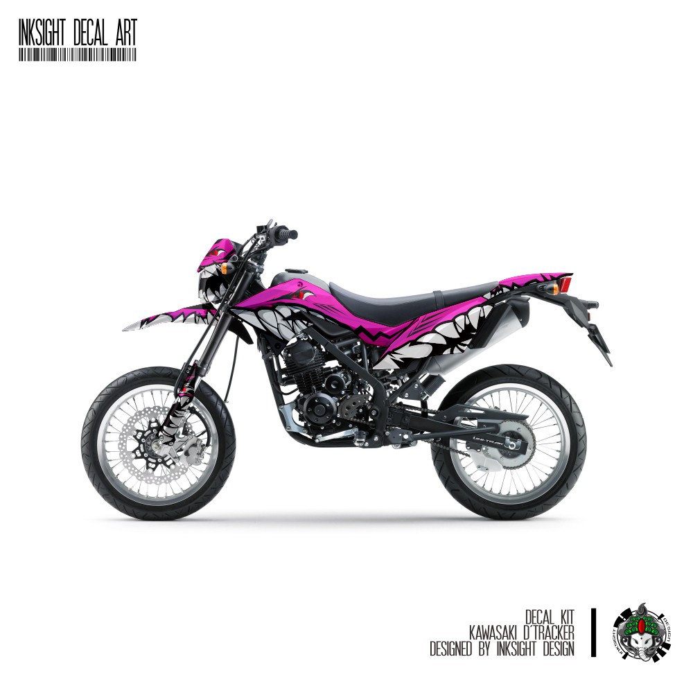 Decal Dtracker 150 KLX Dekal Sticker Motor Custom Hiu pink Supermoto Custom Design