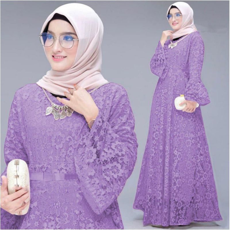 MAXI DRESS PESTA BROKAT TULANG GLITTER YUNITA+TANGAN TEROMPET FIT SIZE M-XXL