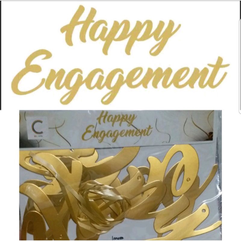 Banner happy engagement | tulisan gantung dekorasi lamaran tunangan