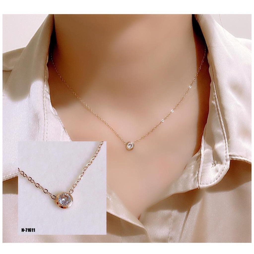 COD! kalugn titanium anti karat/ kalung wanita little diamond korean look / kalung simple import