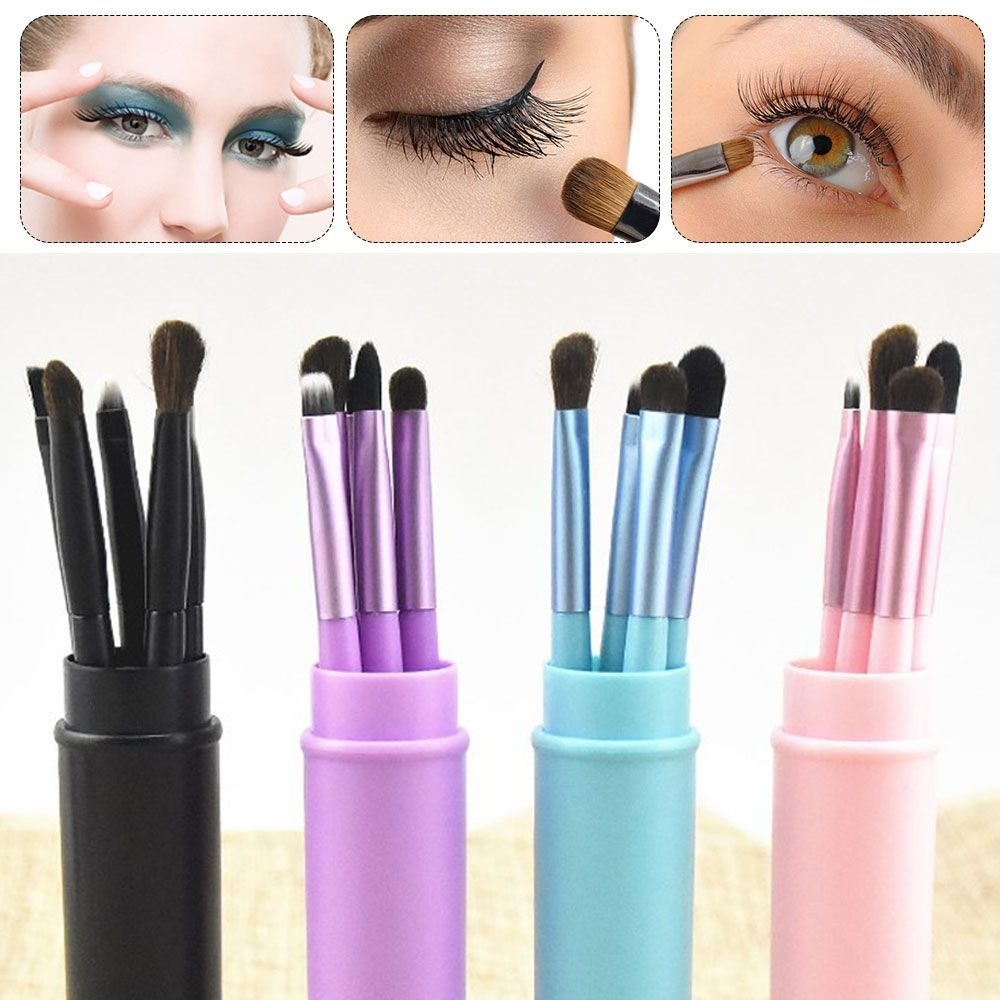 5pcs / Set Brush Makeup Portable Untuk Eyeshadow / Alis / Bulu Mata / Foundation / Bedak