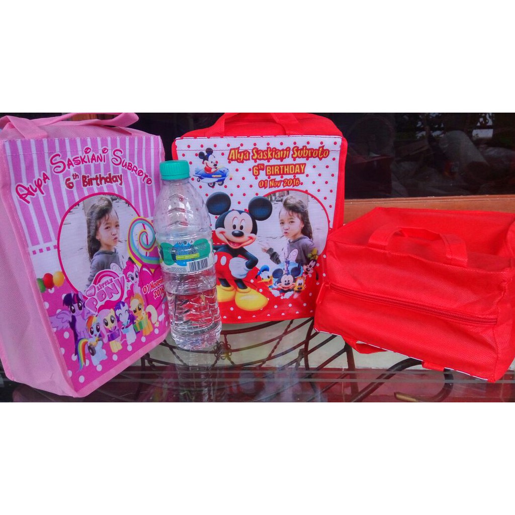 TAS SPUNBOND + RESLETING CUSTOM goodie bag ulang tahun anak goody ultah tas souvenir party supplies-2