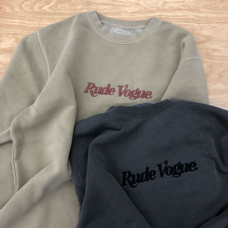 CREWNECK UNISEX OVERSIZE RUDE VOGUING BORDIR / ATASAN SWEATER SIZE M TO XXL FLEECE TEBAL HALUS TERBARU'