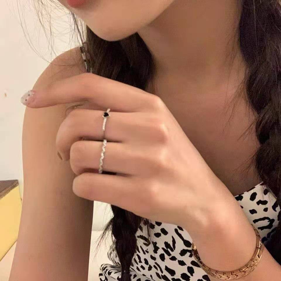 2 pcs/set Korean Drip-glazed Heart-shaped Ring Love-shaped Index Finger Knuckle Ring Little Finger Tail Ring Sexy Girl Jewelry